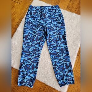 RARE Kinona Golf Pants Joggers Ankle Zip Blue Camo Pockets Women's Size Large
